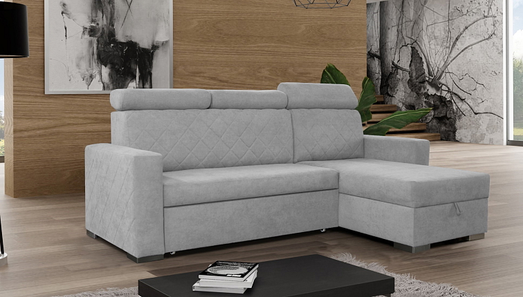 Rozkládací sedací souprava do L Lars - šedá