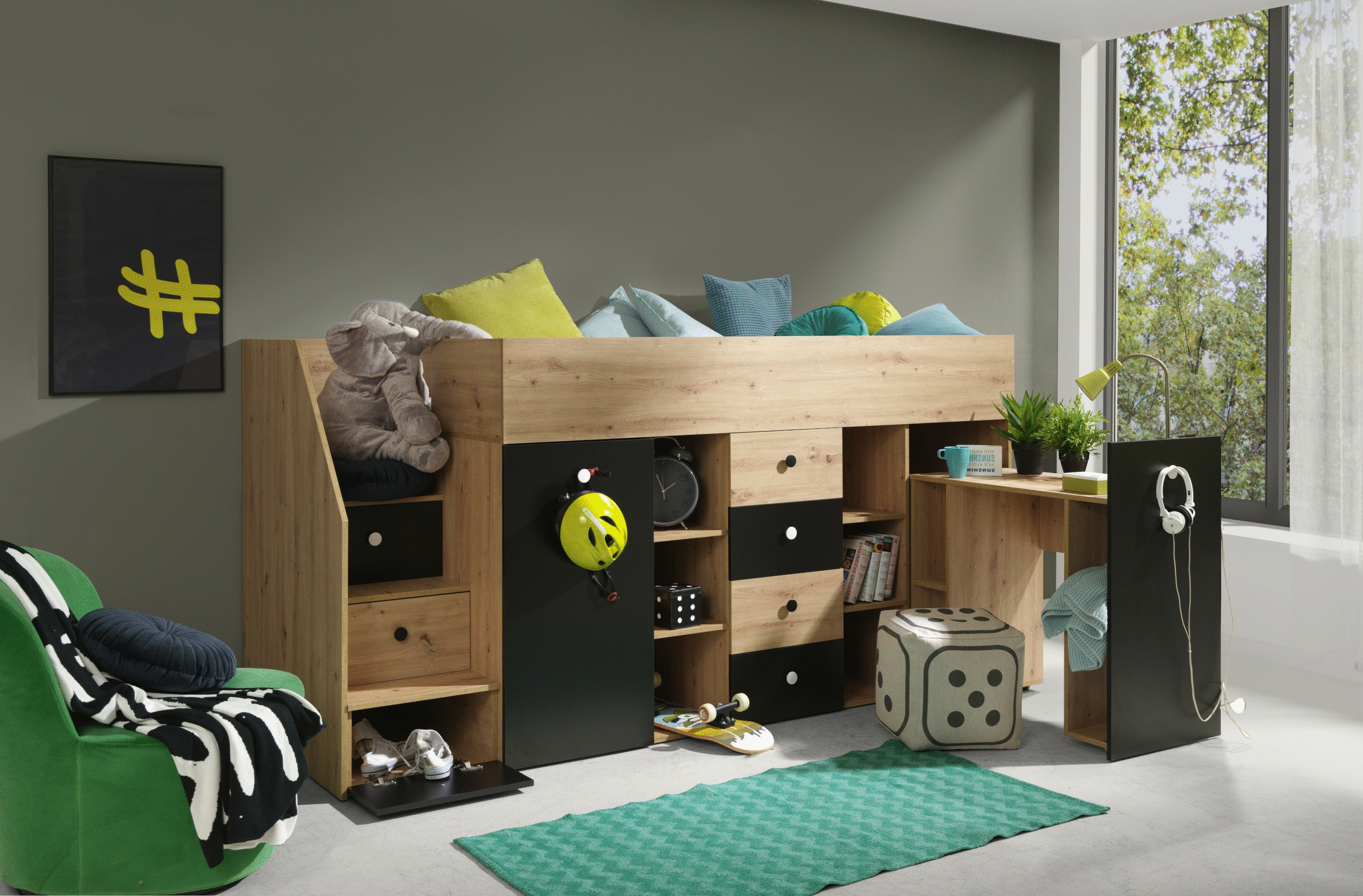 Zvýšená multifunkční postel Smart 3