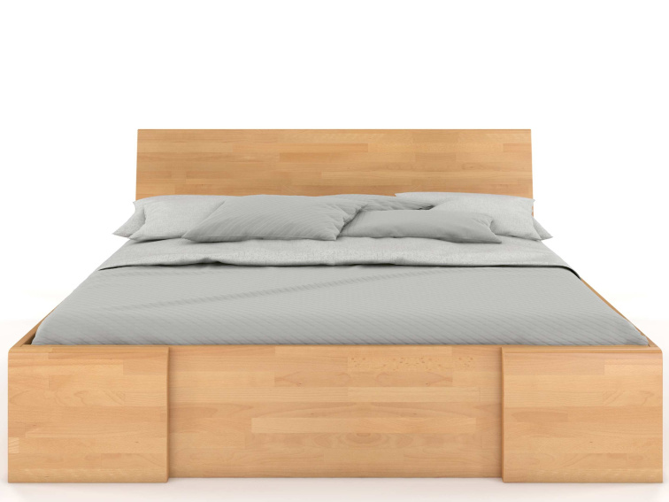 Buková zvýšená postel s úložným prostorem Hessler Drawers