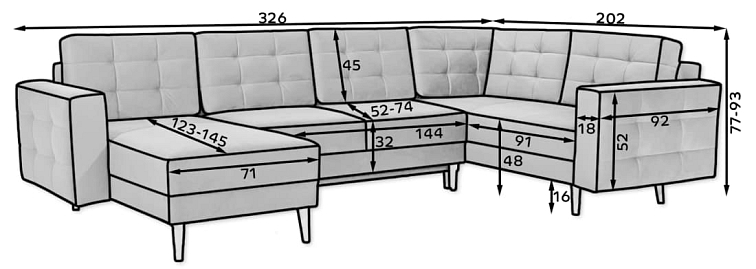 Rozkládací sedačka do U Asgard - Sawana 05