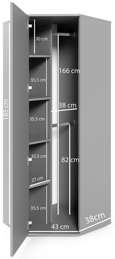 Rohová skříň Emi 40 - grafit