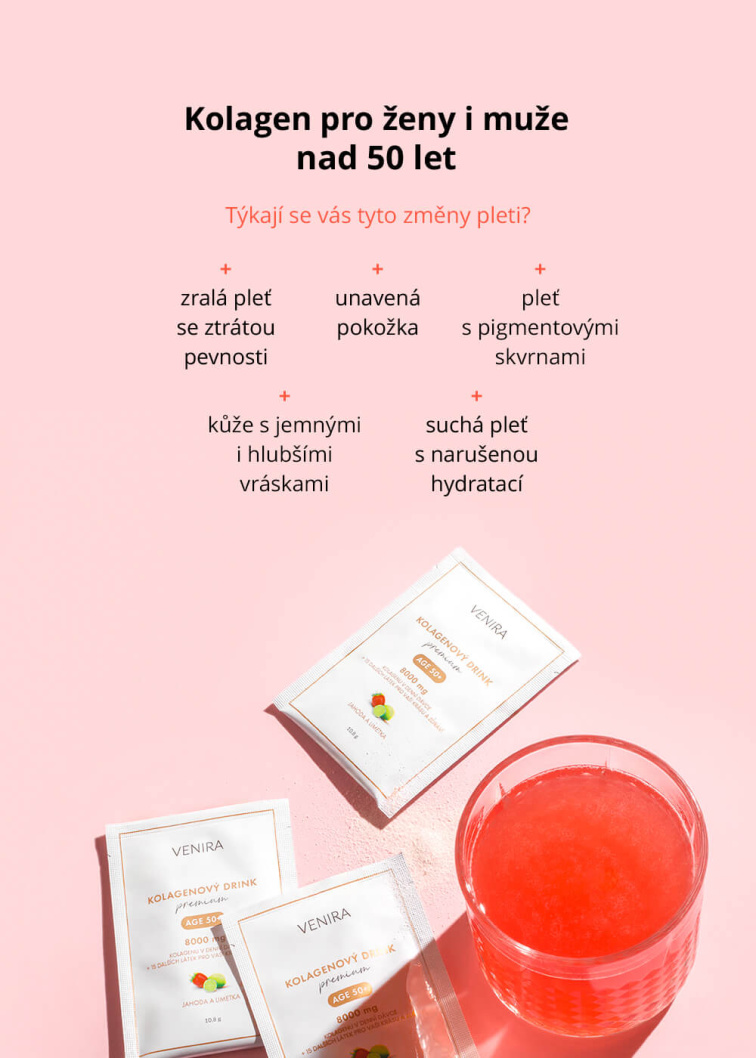 VENIRA PREMIUM kolagenový drink pro vlasy, nehty a pleť, age 50+ - vzorek