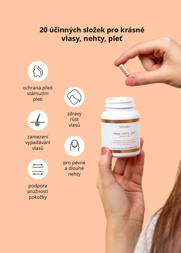VENIRA PREMIUM kapsle pro vlasy, nehty a pleť