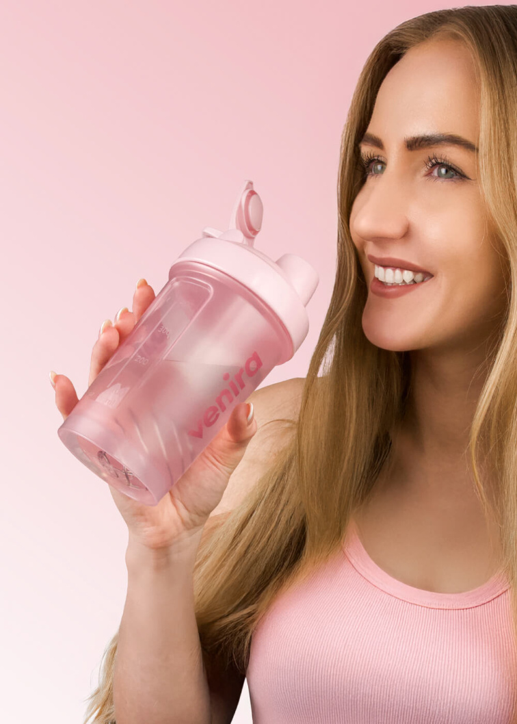 VENIRA shaker PRO s poutkem, světle růžový