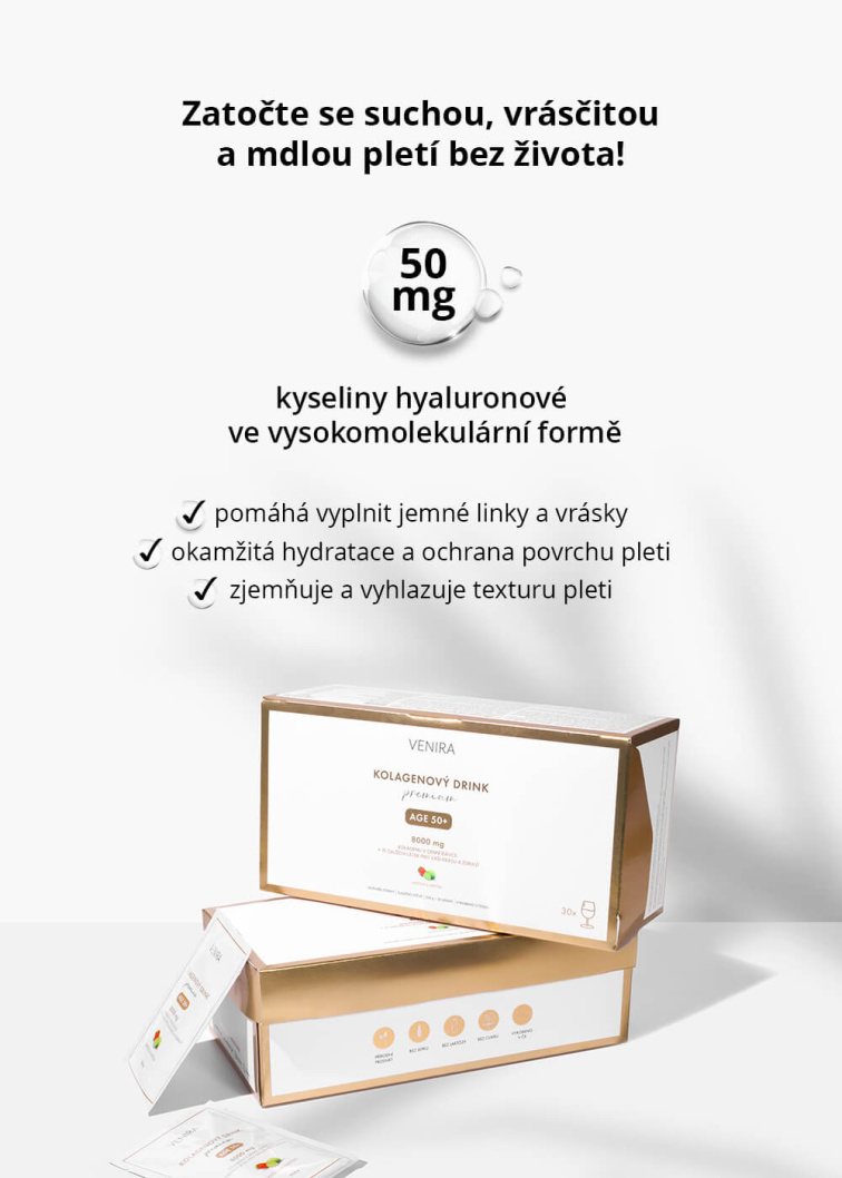 VENIRA PREMIUM kolagenový drink pro vlasy, nehty a pleť, age 50+ - vzorek