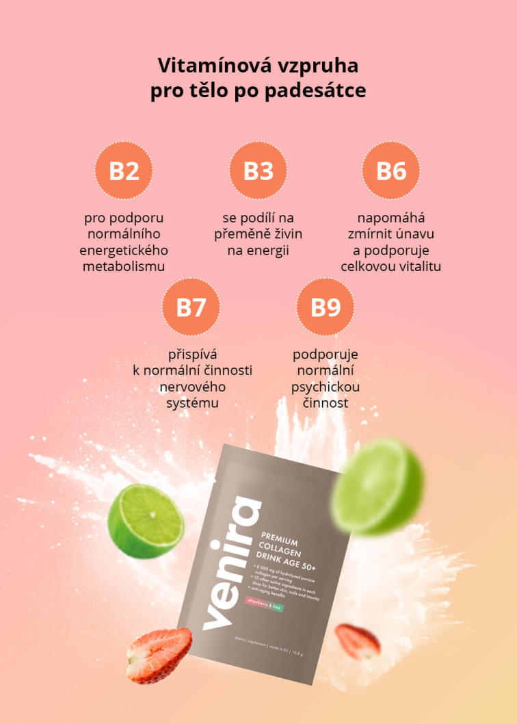 VENIRA PREMIUM kolagenový drink pro vlasy, nehty a pleť, age 50+ - vzorek