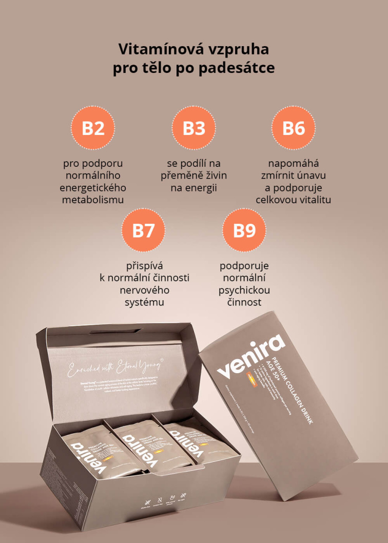 VENIRA PREMIUM kolagenový drink pro vlasy, nehty a pleť, age 50+ - vzorek