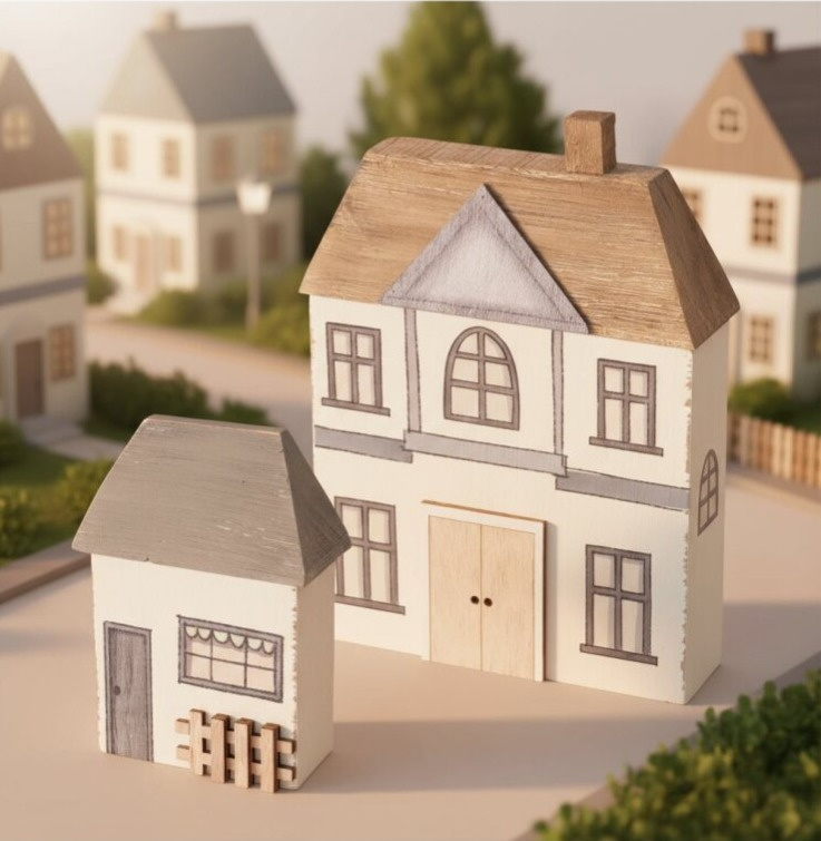 Drevené domčeky Bergström - sada 2ks