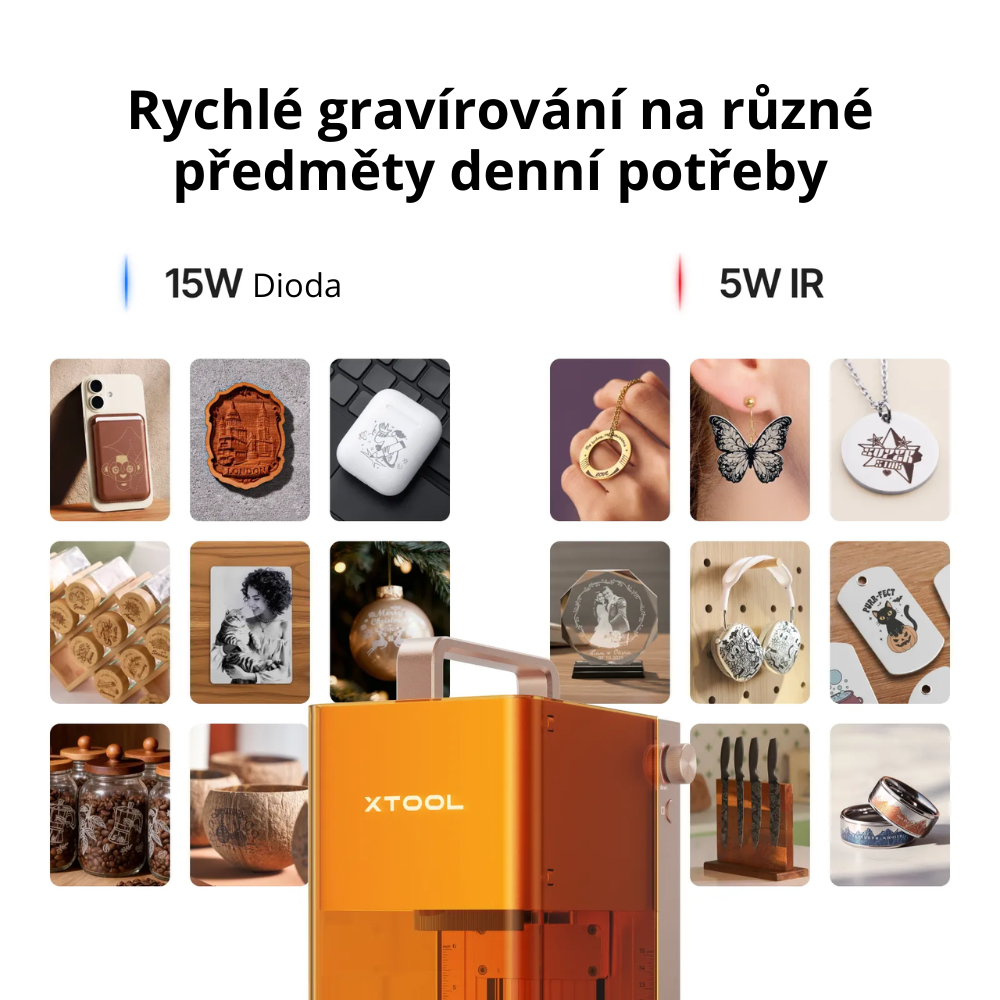 xTool F2 Deluxe Bundle - laserová gravírka 15W dioda + 5W IR + Slide extension + RA3 + Air purifier
