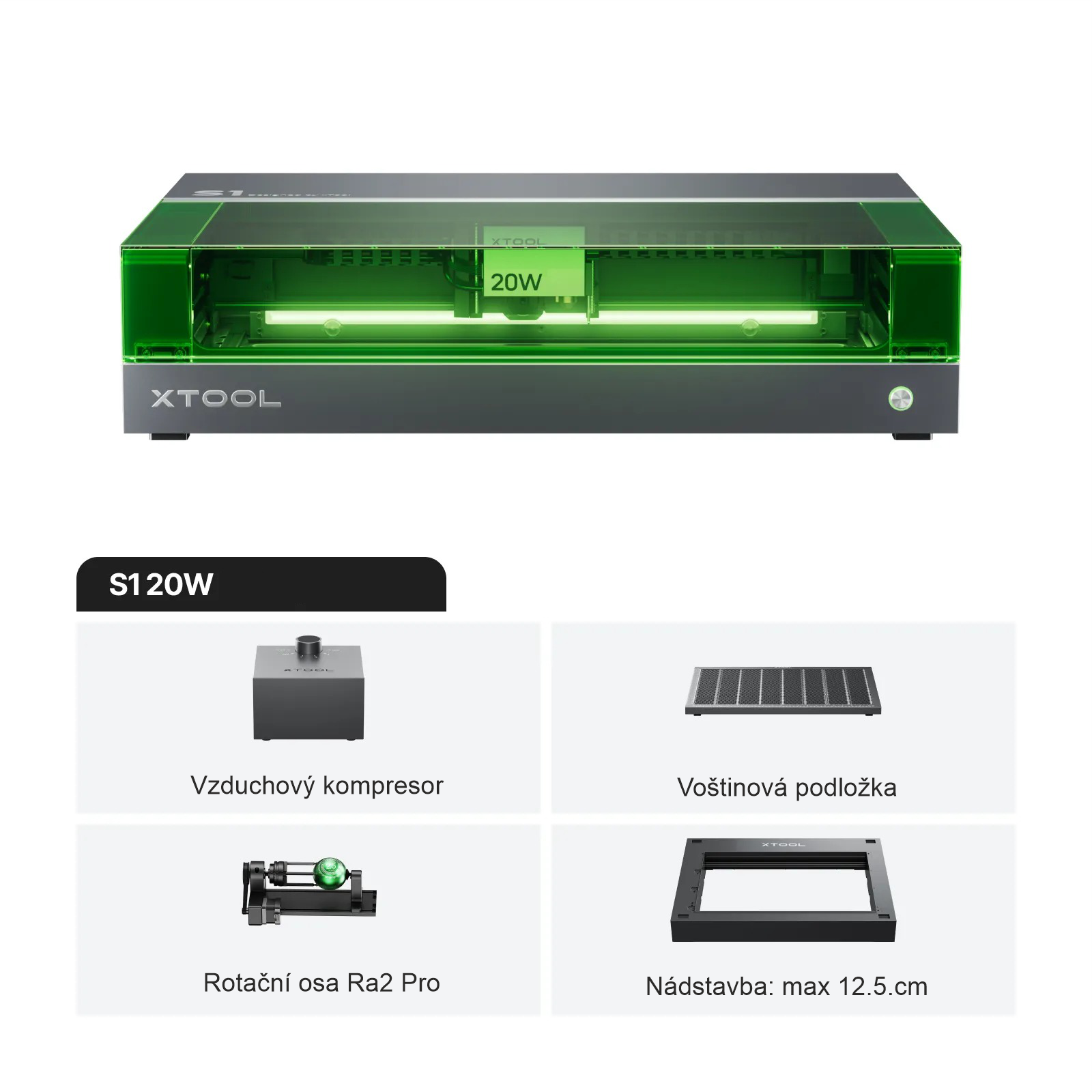 xTool S1 - 20W Inteligentní diodová gravírka - DELUXE sada