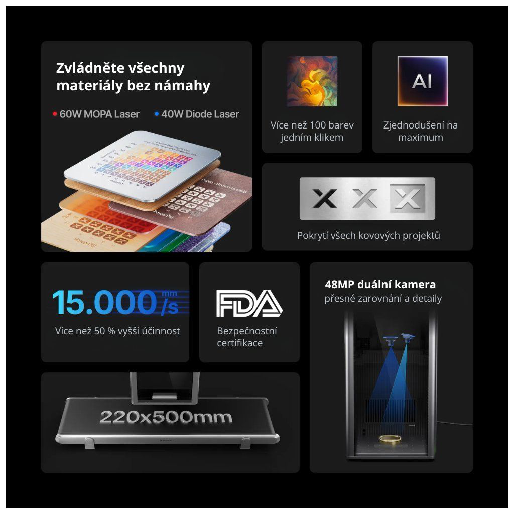 xTool F2 Ultra - 60W MOPA (single) + dopravník