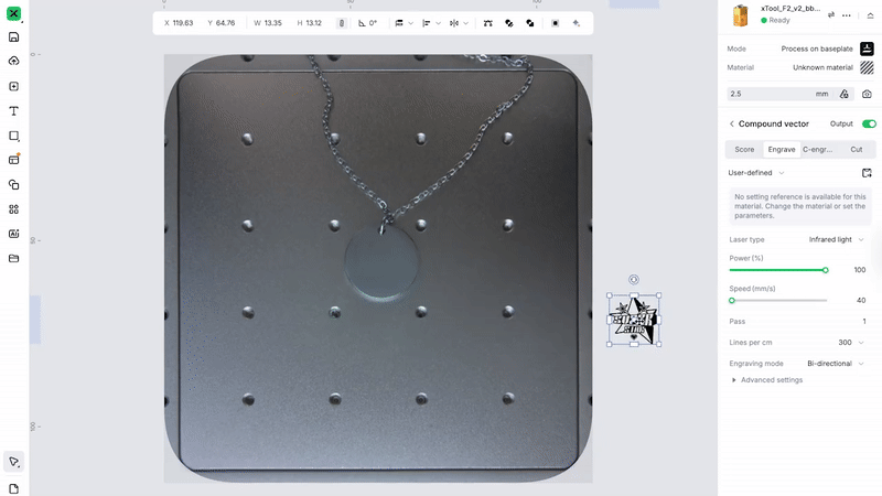 xTool F2 - laserová gravírka 15W dioda + 5W IR