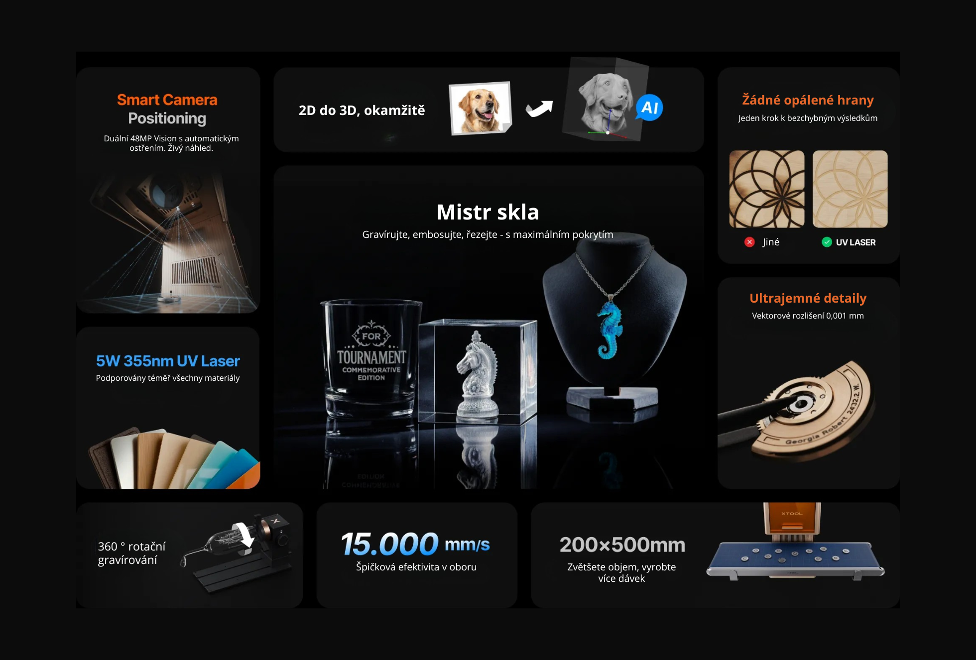 xTool F2 Ultra UV profesionální laserová gravírka 5W 355nm