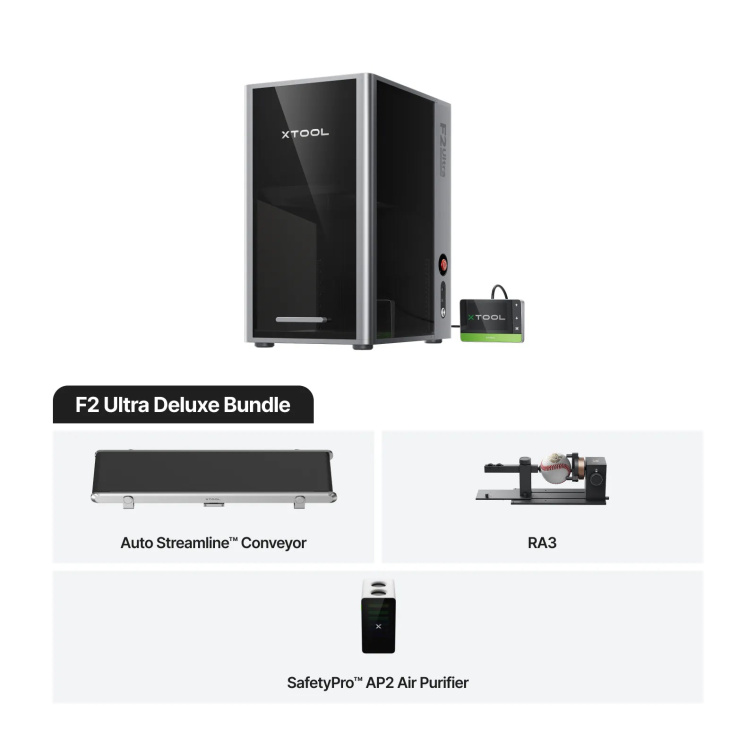 xTool F2 Ultra - 60W MOPA + 40W diodový laser DELUXE SADA