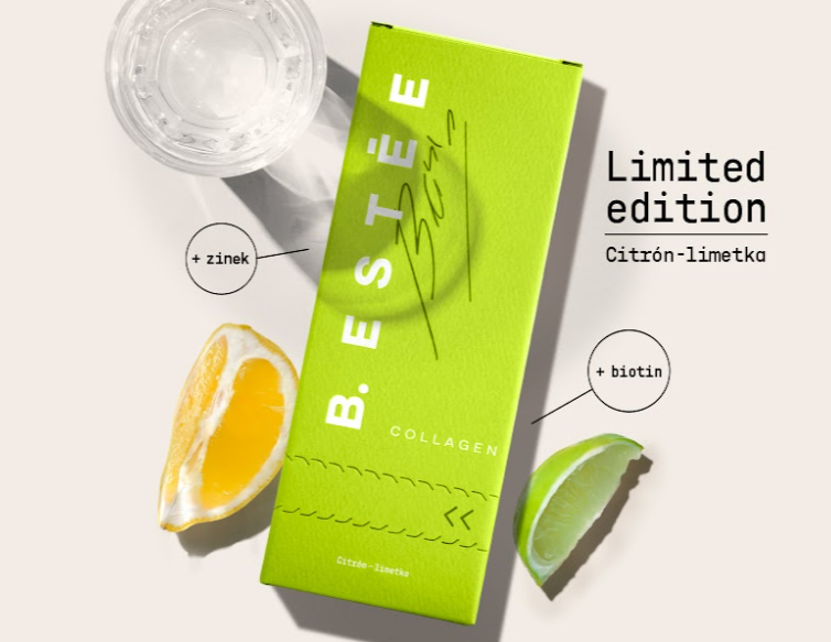 B. ESTĒE kolagen s kyselinou hyaluronovou 6700 mg se zinkem a biotinem - 30 sáčků - citrón/limetka