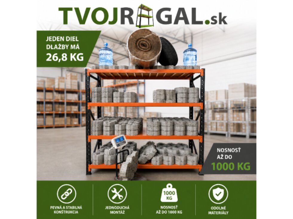 Celokovový regál 200x200x60 Čierno-Oranžový