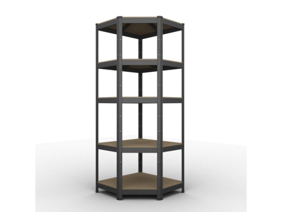Kovový regál ECONOMY rohový 180x90x40 5 políc - čierna