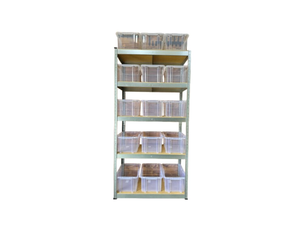Akciový balíček - Kovový regál ECONOMY 180x90x40 + plastové úložné boxy 15 kusov