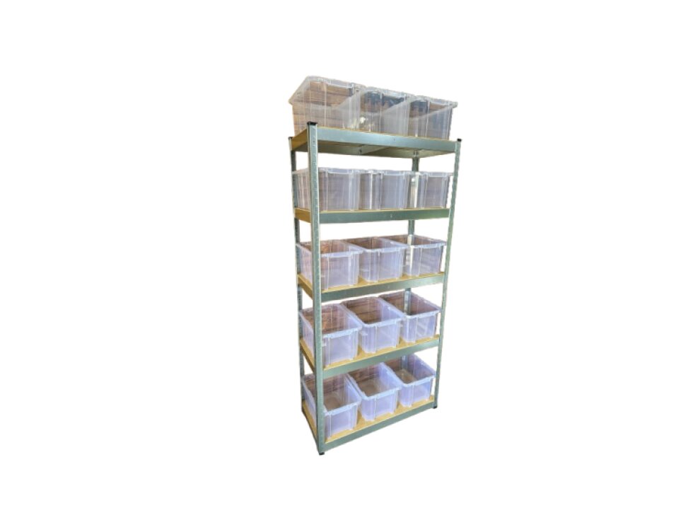 Akciový balíček - Kovový regál ECONOMY 180x90x40 + plastové úložné boxy 15 kusov