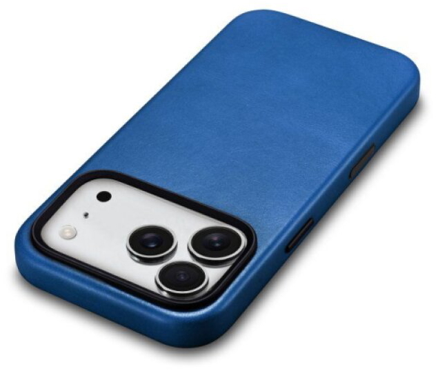 Kožený obal na iPhone 17 Pro MAX - iCarer, OilWax MagSafe Light Blue