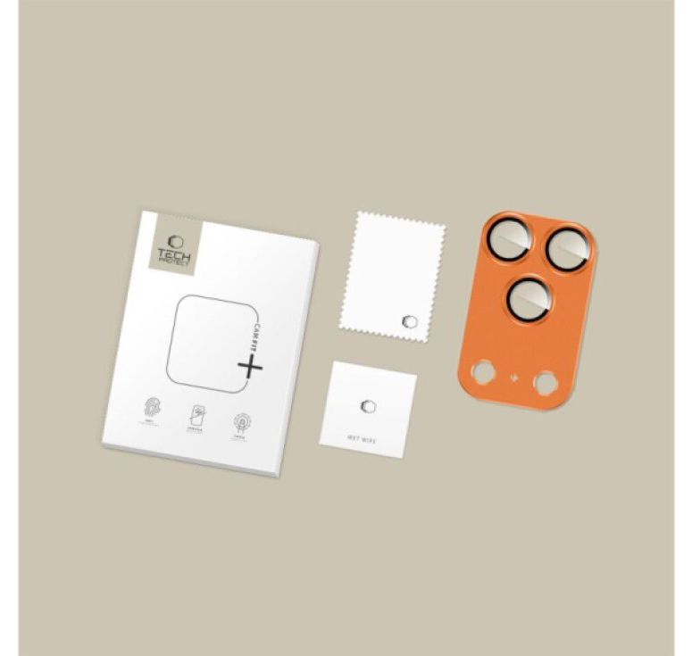 Ochrana na zadní kameru iPhone 17 Pro MAX - Tech-Protect, CamFull Fit+ Cosmic Orange