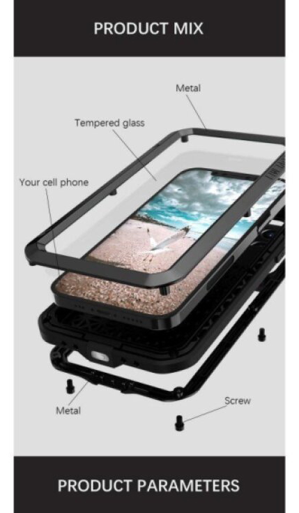 Ochranný kryt pro iPhone 12 Pro - LOVE MEI, Powerful Black