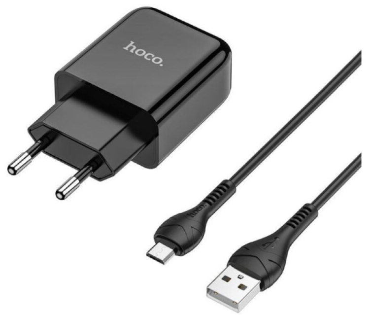 Nabíjecí AC adaptér do sítě - Hoco, N2 Vigour Black + MICRO-USB kabel