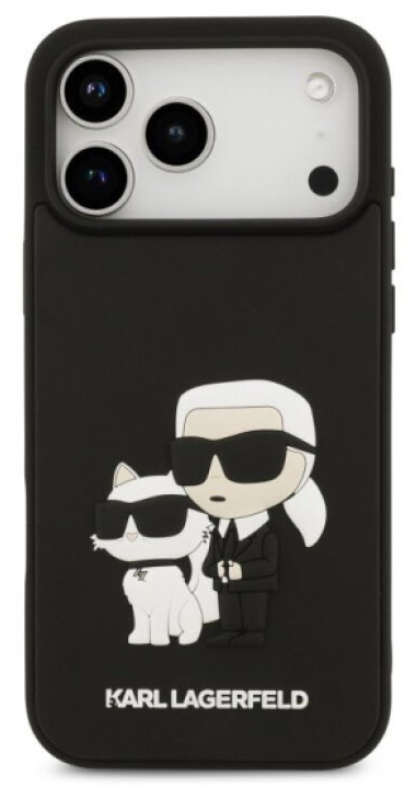 Ochranný kryt na iPhone 17 Pro MAX - Karl Lagerfeld, 3D Rubber Karl and Choupette Black