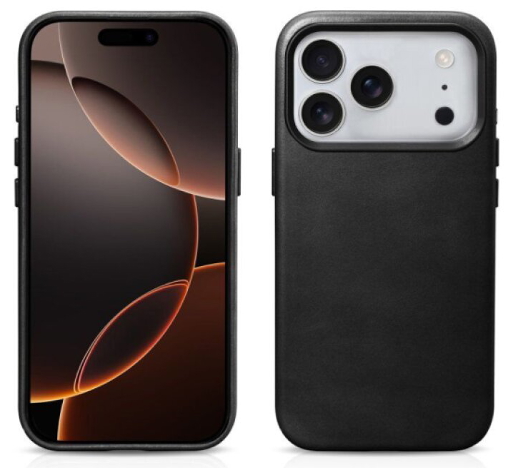 Kožený obal na iPhone 17 Pro MAX - iCarer, OilWax MagSafe Black
