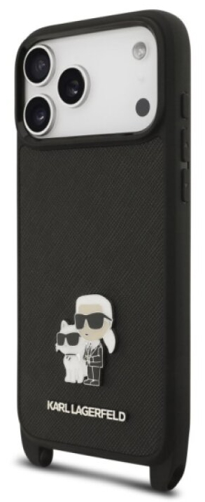 Ochranný kryt na iPhone 17 Pro - Karl Lagerfeld, Saffiano Crossbody Karl and Choupette Black