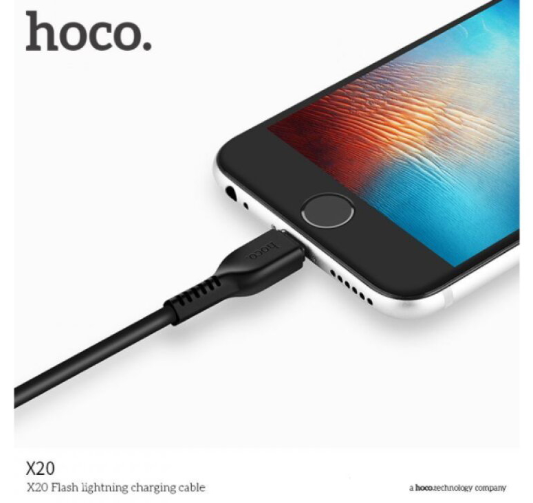 Kabel USB-A/Lightning pro iPhone a iPad - Hoco, X20 Flash Black