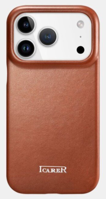 Knížkové pouzdro na iPhone 17 Pro MAX - iCarer, Oil Wax Real Leather MagSafe Brown