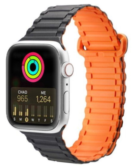 Řemínek pro Apple Watch 44mm / 45mm / 46mm / 49mm - DuxDucis, Armor Black/Orange