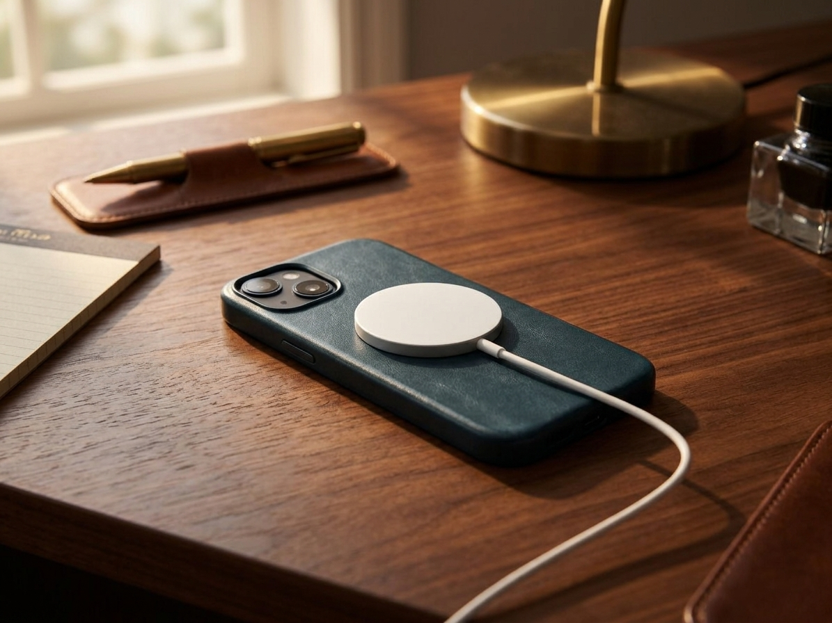 Kožený kryt na iPhone 13 - iCarer, Oil Wax with MagSafe Blue