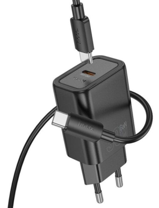 Rychlá nabíječka do sítě - Hoco, N62 Gentle PD30W Black + USB-C kabel