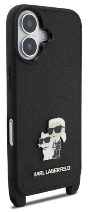 Ochranný kryt na iPhone 17 - Karl Lagerfeld, Saffiano Crossbody Karl and Choupette Black