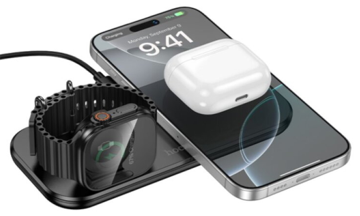 Nabíječka pro iPhone, Apple Watch a AirPods - Hoco, CW65 North Black