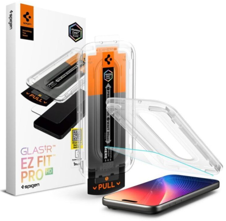 Ochranné tvrzené sklo na iPhone 17 Pro MAX / 16 Pro MAX - Spigen, Glas.tR EZ Fit (1ks s aplikátorem)