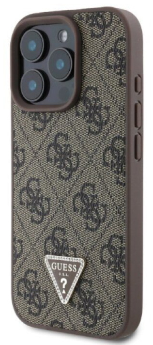 Ochranný kryt na iPhone 16 Pro MAX - Guess, 4G Strass Triangle Brown
