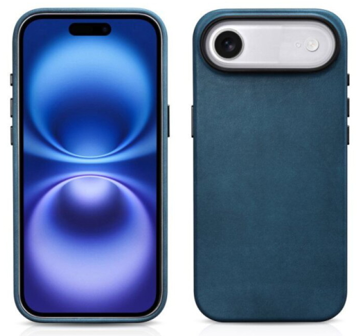 Kožený obal na iPhone Air - iCarer, OilWax MagSafe Blue