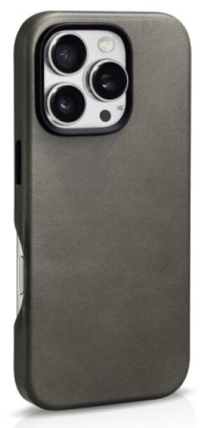 Kožený obal na iPhone 16 Pro MAX - iCarer, OilWax MagSafe Gray