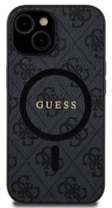 Ochranný kryt na iPhone 15 - Guess, 4G Colored Ring MagSafe Black