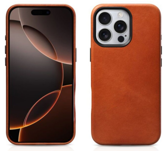 Kožený obal na iPhone 16 Pro MAX - iCarer, OilWax MagSafe Retro