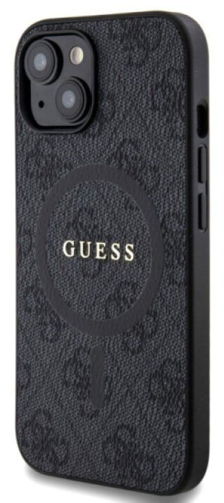Ochranný kryt na iPhone 15 - Guess, 4G Colored Ring MagSafe Black