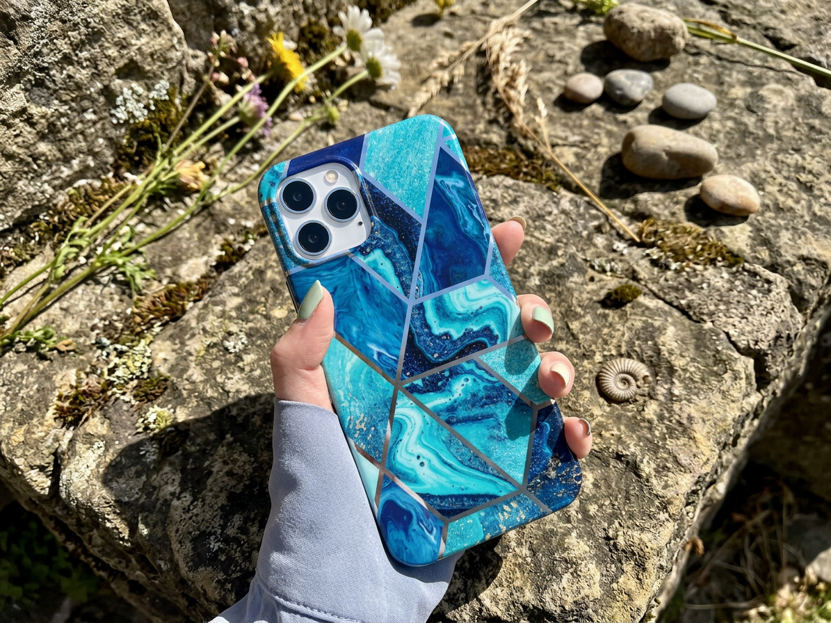 Ochranný kryt na iPhone 15 Pro - Geometric Blue