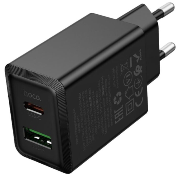 Rychlá nabíječka do sítě - Hoco, N71 Nuevo PD30W/QC3.0 Black