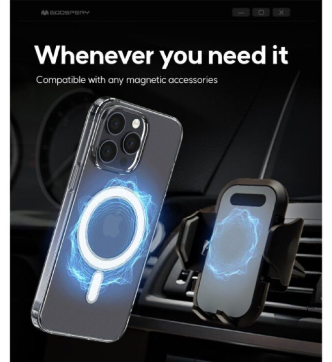 Ochranný kryt na iPhone 15 Pro MAX - Mercury, JelHard MagSafe Transparent