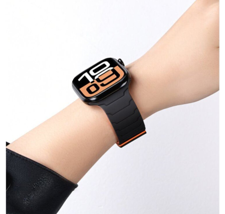 Řemínek pro Apple Watch 44mm / 45mm / 46mm / 49mm - Hoco, WA39 Flexible Black/Orange