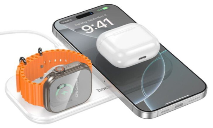 Nabíječka pro iPhone, Apple Watch a AirPods - Hoco, CW65 North White
