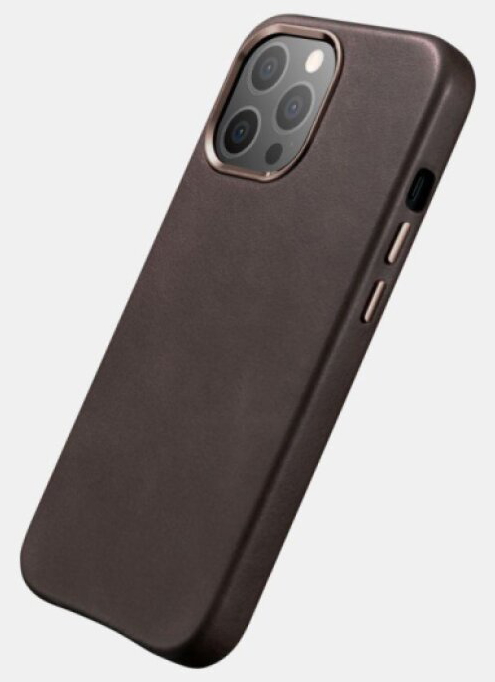 Kožený kryt na iPhone 13 Pro - iCarer, Oil Wax with MagSafe Coffee